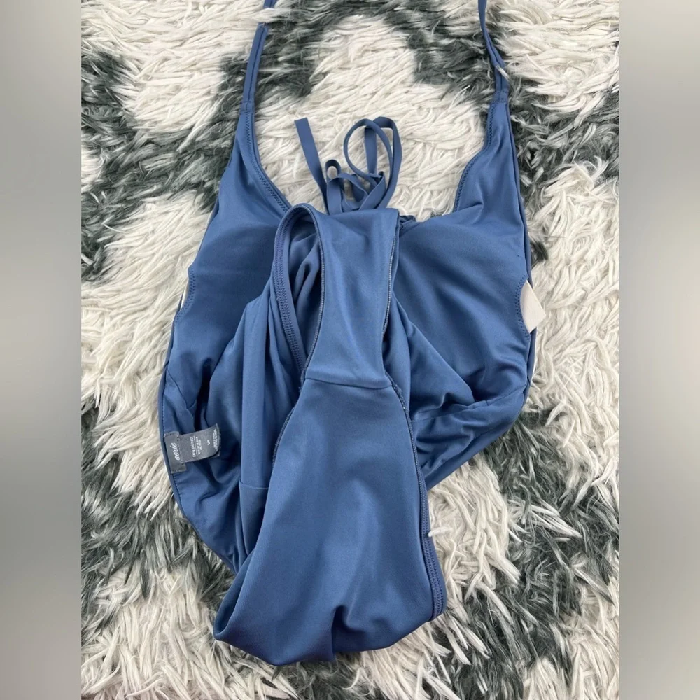 Aerie Women's Blue Lace Up High Cut One-Piece Swimsuit Size Small